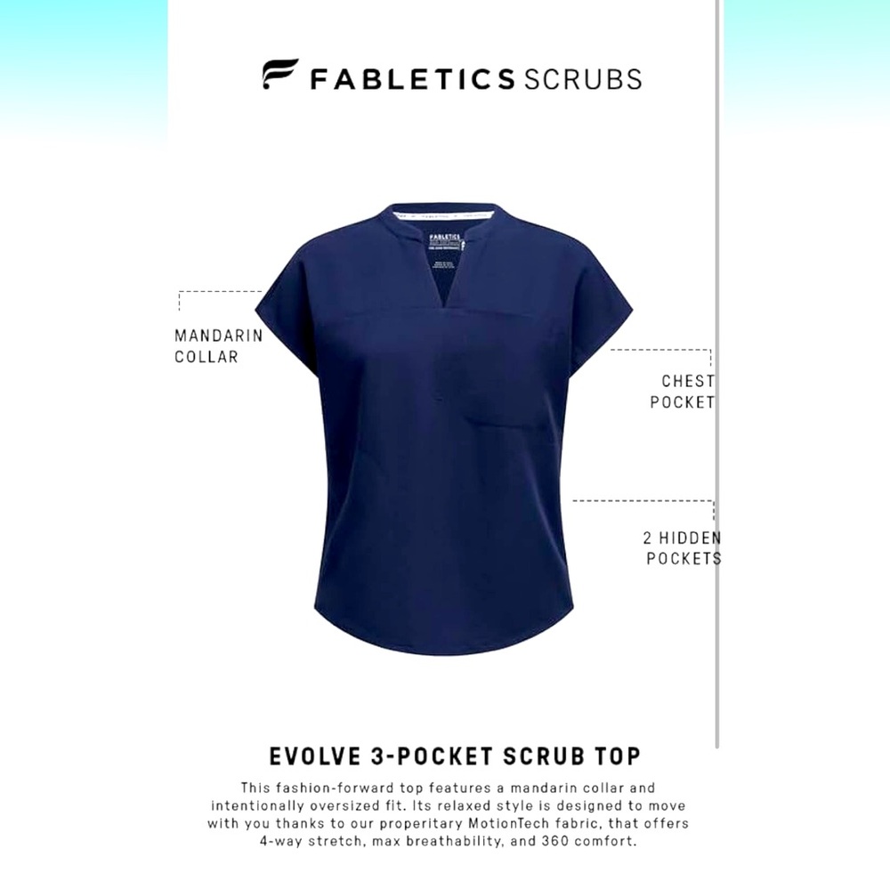 Fabletics Evolve Scrub Top XXS Navy
